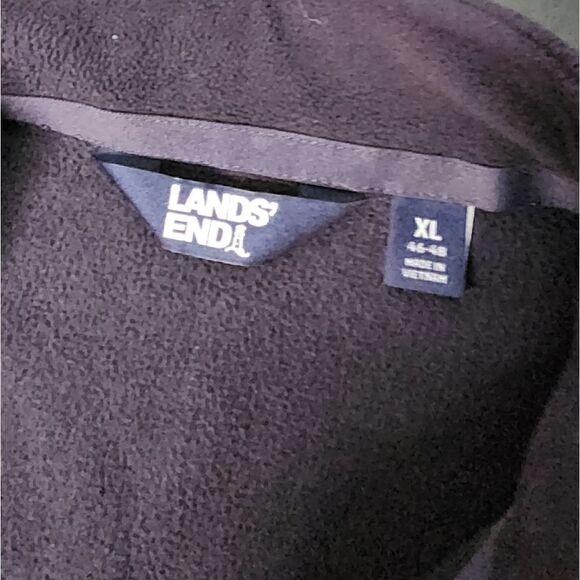 Lands End Vest Mens XL Black Full Zip Casual Mock Neck Casual Golf Soft Fleece - Picture 3 of 8